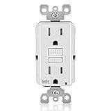 Leviton GFCI Weather-Resistant Outlet, 15 Amp, Self Test, Tamper-Resistant with LED Indicator Light, Outdoor Locations, GFWT1-W, White