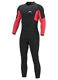 Hevto Full Wetsuit for Men 3/2mm Neoprene Wet Suit in Cold Water for Snorkeling Swimming Surfing Diving (Men Red, XL)