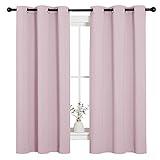 NICETOWN Nursery Essential Thermal Insulated Solid Grommet Top Blackout Curtains/Drapes (1 Pair, 42 x 63 inches in Baby Pink)