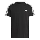 adidas Men's Essentials Single Jersey 3-Stripes T-Shirt, Black/White, Large