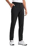 CRZ YOGA Men's All Day Comfy Golf Pants - 32" Quick Dry Lightweight Work Casual Trousers with Pockets Black 32W x 32L