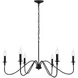 Black Chandelier,6-Light Rustic Industrial Iron Chandeliers for Dining Room Lighting Fixtures Hanging,Candle Hanging Hallway, Living Room, Foyer, Bedroom, Office, Bar,Island Lights