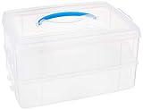 Snapware Snap 'N Stack Portable Storage Bin for Tools and Craft, 14.1 x 10.5-Inch Clear BPA-Free Container, Tool Box with Stackable Trays, Microwave, Freezer and Dishwasher Safe