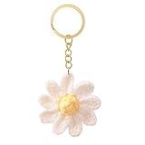 Agromusk Cute Daisy Keychain,Crochet Flower Bag Charms for Women Handmade Floral Keyring Decor Gifts Purse Accessories