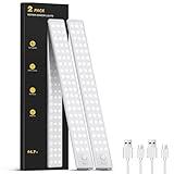 Under Cabinet Lighting - 14.7" Motion Sensor Light Indoor, Magnetic Wireless Closet Lights, Dimmable Led Night Light, Rechargeable Under Counter Lights for Kitchen, Bedroom, Stair, 2 Pack