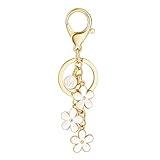 SELOVO Women Girls White Enamel Initial Letter M Keyring Cute Keychain