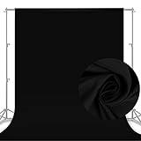 Aimosen 10x8 FT Black Backdrop Background for Photography, Chromakey High Density Polyester Fabric Black Photo Backdrop Curtain Screen Collapsible Seamless for Shoot Portraits Party Video Studio