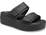 Crocs Women's Brooklyn Buckle Low Wedge Sandals, Black, 8 Women