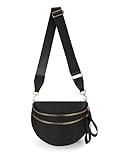 FEIBOON Spacious Nylon Crossbody Bag Bum Bag Handbags Wallets Purses Trendy Shoulder Bag for Women (black)