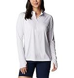 Columbia Women's PFG Tidal Tee 1/4 Zip, White/Cirrus Grey Logo, Medium