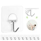 Adhesive Hooks for Hanging Heavy Duty Wall Hooks Self Adhesive Towel Coat Hooks Waterproof Transparent Hook for Bathroom Shower Kitchen Keys Door Outdoor Home Improvement Utility Hook 12 Pack
