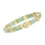 Ross-Simons Jade Good Fortune Bracelet in 18kt Gold Over Sterling. 7.5 inches