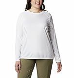 Columbia Womens PFG Tidal Tee II Long Sleeve Sun Protection Shirt, White/Cirrus Grey Logo, Large