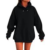 Womens Oversized Y2k Hoodies Winter Cute Sweatshirts Pullover 2025 Fashion Tops Trendy Outfits with Drawstring Staff Meeting & PD Day Outfit (b-Black, XXL)