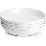 Y YHY 9.75" Large Pasta Bowls, 50 Ounces Big Salad Bowls, Ceramic Serving Bowl Set of 4, Wide and Shallow Bowls Set, Microwave and Dishwasher Safe, White