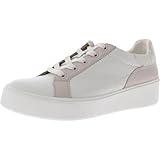 27 Edit Womens Marisol Leather Casual and Fashion Sneakers White 9 Medium (B,M)