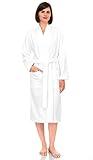 TowelSelections Womens Robe, Kimono Bathrobe for Women, 100% Cotton Knee Length Terry Cloth Robes for Women Large/X-Large White