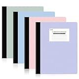 SUNEE Composition Notebooks - Wide Ruled Paper, 4 Pack Composition Book, 9 3/4" x 7 1/2", 80 Sheets/160 Pages, Assorted Colors, School, College & Office Supplies