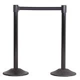 US Weight - U2102EXT Heavy Duty Premium Steel Crowd Control Stanchion with Extended 13-foot Retractable Belt, Black, Two Pack