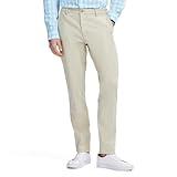 IZOD Men's Saltwater Stretch Flat-Front Chino Pants, Pale Khaki Slim, 40W x 32L