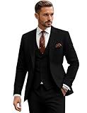 msatuy Best Formal Wedding Outfits 3 Piece Solid Color 3-Pieces Suits Men’s Formal Dress Suit Designer Men’s Business Meeting Tuxedo Wedding Guest Clothes M Men Suit Black