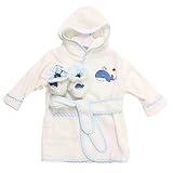 Spasilk 100% Cotton Hooded Terry Bathrobe with Booties — Baby Girl Gifts — Baby Boy Gifts —One Size — Shower Gift