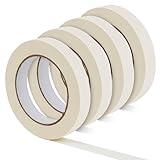 NIUBIER Masking Tape, 0.75 inch Wide Painters Tape, 4 Pack Strong Adhesive Labeling Tape, Beige White, 55 Yards per Roll (220 Total Yards) for Home, Office, Labeling, School, DIY, and Crafts