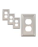 DEWENWILS 4-Pack Duplex Wall Plate, Metal Wall Outlet Cover for Receptacle, Light Switch, Brushed Nickel