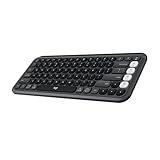 Logitech POP ICON Keys Wireless Bluetooth Keyboard, Comfortable Typing, Programmable Keys, Easy-Switch Between up to 3 Devices, for Laptop, Tablet, PC – Graphite and White