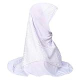 Women Muslim Lace Hijab Instant Scarf Islam Prayer Hijabs Turban One Piece Amira Head Wrap Shawls White