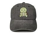 ZKFE Embroidered Cute Turtle Hat for Toddler Boy Girl, Save The Turtles Animal Lover Gift, Washed Black Baseball Cap for Child