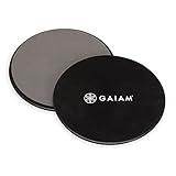 Gaiam Core Sliding Discs - Dual Sided Workout Sliders for Carpet & Hardwood Floor - Home Ab Pads Exercise Equipment Fitness Sliders for Women and Men, Grey/Black