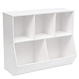 HOOBRO Kids Bookshelf, Bookcase Footboard, Toy Storage Cubby, Children's Toy Shelf, 35.4" L Storage Cabinet, Fit for Children's Room, Playroom, Hallway, Kindergarten, White WT32CW01