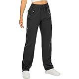 Women's Hiking Pants Quick Dry UPF 50 Travel Golf Safari Running Lightweight Camping Work Cargo Pants Zipper Pockets,6608,Black,M