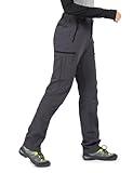 Wespornow Women's-Fleece-Lined-Hiking-Pants Snow-Ski-Pants Water-Resistance-Outdoor-Softshell-Insulated-Pants for Winter (Grey, Medium)