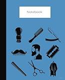 Movember Barbering Notebook | Blue Cover with Barbering Tools | Movember Theme | 120 College-Ruled Pages | 7.5" x 9.25": Journal