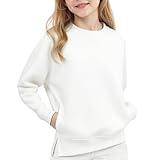 Girls Oversized Sweatshirts Long Sleeve Crew Neck Kids Pullover Chunky Knit Sweaters 2025 Fall Cute Clothes 3-14 Plus Size Teens Clothing Back to School Uniform Going Out Winter Warm Soft Coats White