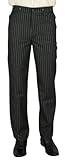 Historical Emporium Men's Preston Striped Cotton Blend Work Trousers, Victorian Western Pants with Suspender Buttons 32 Black