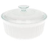 Corningware FS5 1.5qt/1.4L Round French White Casserole Dish & G-5C French White 1.5qt Fluted Glass Lid