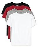 The Children's Place Boys' Basic Short Sleeve Tees, Black/Ruby/H Gray/White 4-Pack, Large