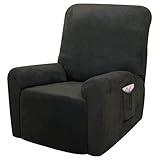 U-NICE HOME Velvet 4pcs Recliner Covers Reclining Cover for Recliner Chair (Recliner, Dark Grey)