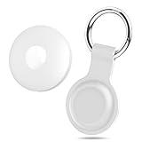 White Air Tags and Silicone Case, Bluetooth Tracker Tags Work with Apple Find My App (iOS Only), Item Finder Locator for Vehicles, Keys, Luggage, Pets, Bags