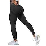 MOHUACHI High Waisted Leggings for Women Tummy Control Butt Lifting Yoga Pants Workout Compression Tights (Black, Medium)