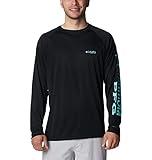 Columbia Men's Terminal Tackle Long Sleeve Fishing Shirt, Black/Gulf Stream Logo, 5X Tall