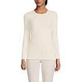 Lands' End Womens Long Sleeve Micro Rib Crew Fresh Ivory Regular Large