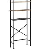 HOOBRO Over The Toilet Storage, 3-Tier Over Toilet Bathroom Organizer, Freestanding Above Toilet Shelf with Adjustable Feet, Space Saving, Easy to Assembly, Rustic Brown and Black BF63TS01