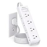 Flat Plug Power Strip, Ultra Thin Flat Extension Cord - Addtam 12 Widely AC 3 Sides Multiple Outlets, 5Ft, 1050J Surge Protector, Wall Mount, Desk Charging Station for Home Office Dorm Room Essentials