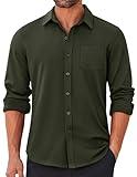 COOFANDY Wrinkle Free Button Down Shirts for Men Untucked Shirts Long Sleeve for All Seasons Olive Green