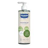 Mustela Certified Organic Cleansing Gel - Natural Hair & Body Wash w/ Olive Oil & Aloe Vera - For Baby, Kid & Adult - Fragrance Free, Tear Free, Vegan & Biodegradable - 13.52 oz. - Packaging may vary