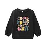 MODNTOGA Birthday Girl Shirt In My Era Graphic Sweatshirt Toddler Girl Year Old Kid 1st 2nd 3rd 4th 5th Long Sleeve Fall Tops (BLACK, 4 Years)